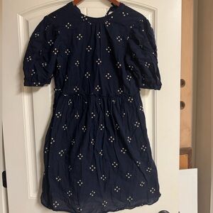 Navy Blue Dress with White Accents
